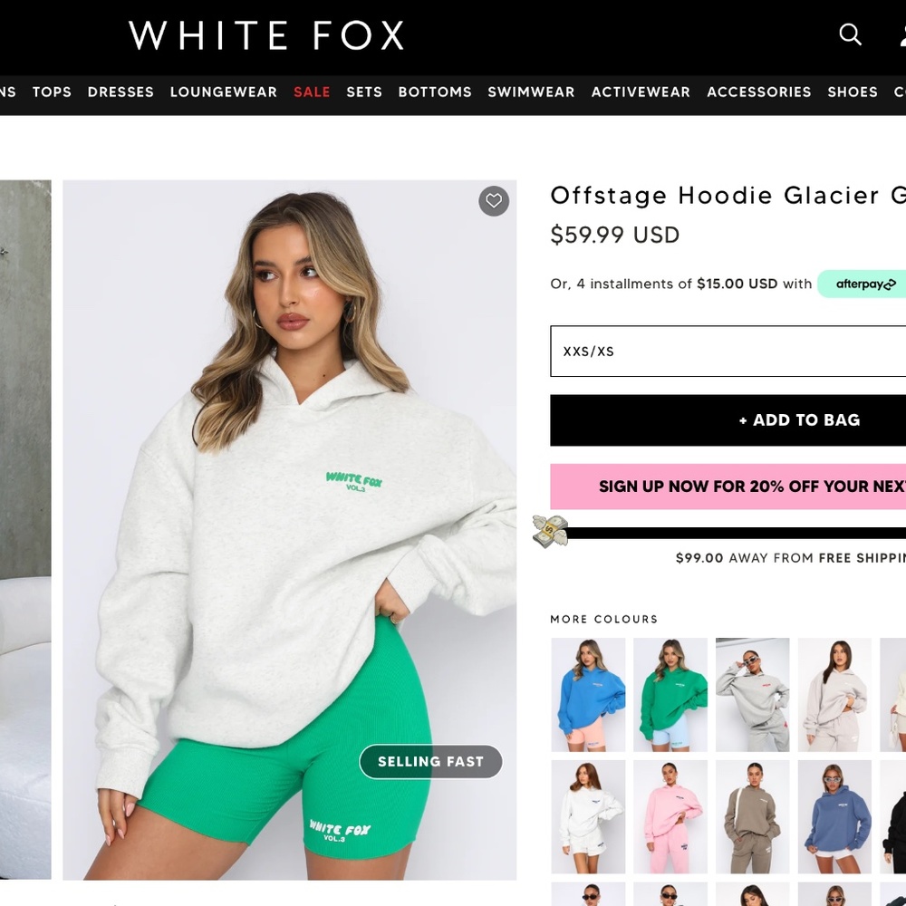 XS NWOT White Fox Hoodie